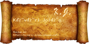 Kővári Jolán névjegykártya